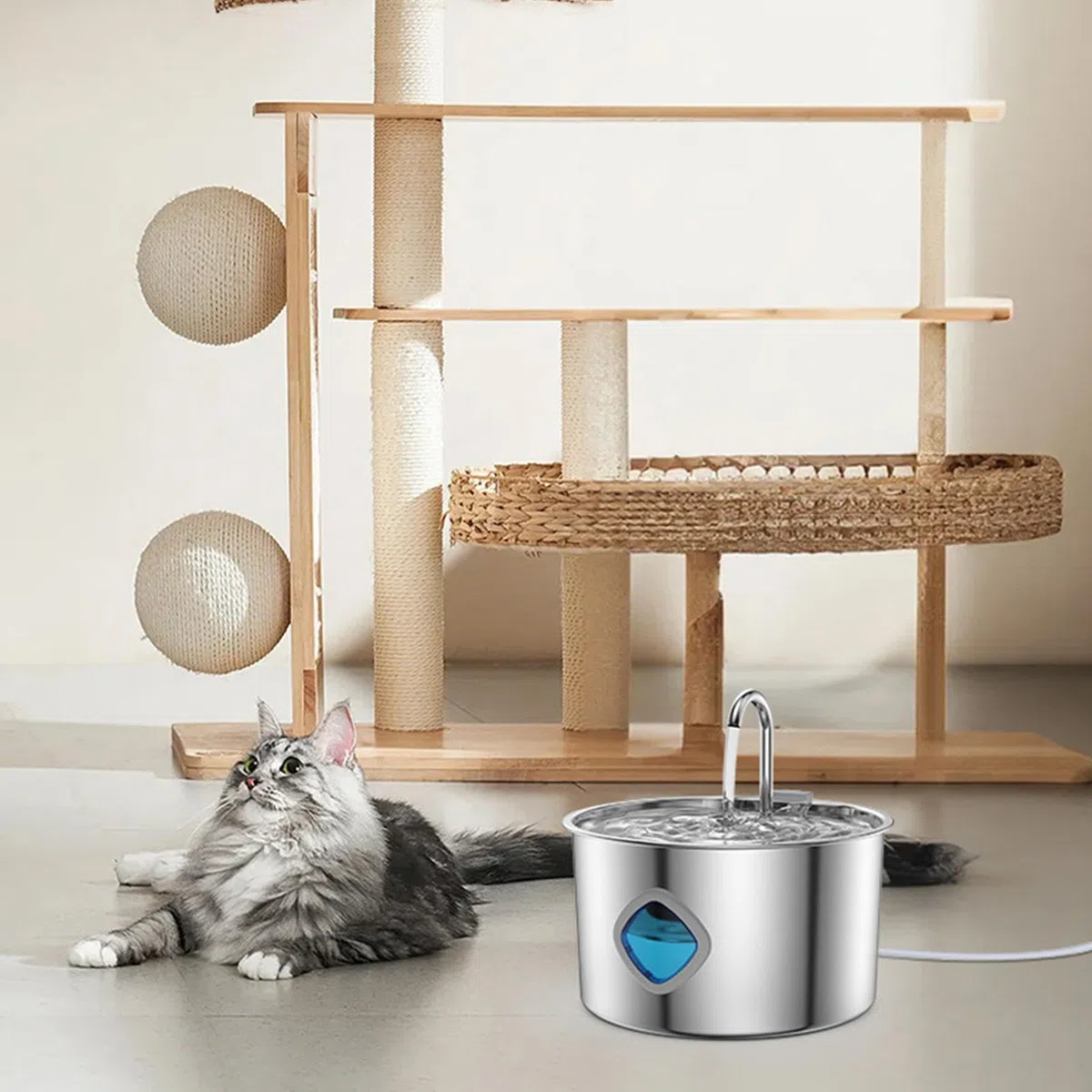 Fuente Agua Gatos Acero Inoxidable Dispensador Automático de Agua, , | 3,2 L Dispensador De Agua Para Gatos Y Perros Interior Cachorros Perros Raza Pequeña Mediana Y Grande