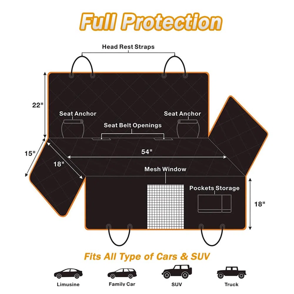 Protector Asiento Coche Perro para Mercedes-Benz B-Class 2010-2025 MPV 5-Seater, Impermeable Antideslizante Asiento Trasero con Ventana de Malla y Bolsillos,All-Black Version