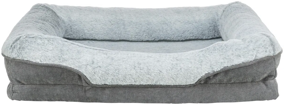 TRIXIE Cama ortopédica para Perros Vital Lino, 27.6 x 21.7 Pulgadas, Color Gris, cojín Premium para Perros con Espuma viscoelástica, Cesta para Perros Mayores, Agradable a Las articulaciones y