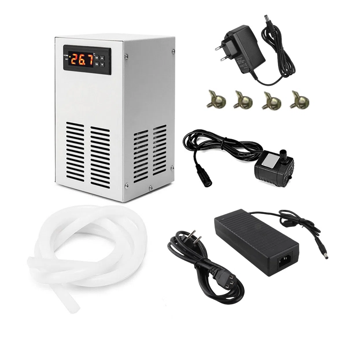 ASHATA Enfriador de Agua Compacto para Enfriamiento de Peceras 70-72W con Estabilidad de Temperatura para un Ambiente óptimo para los Peces (Enchufe de la UE 220V)