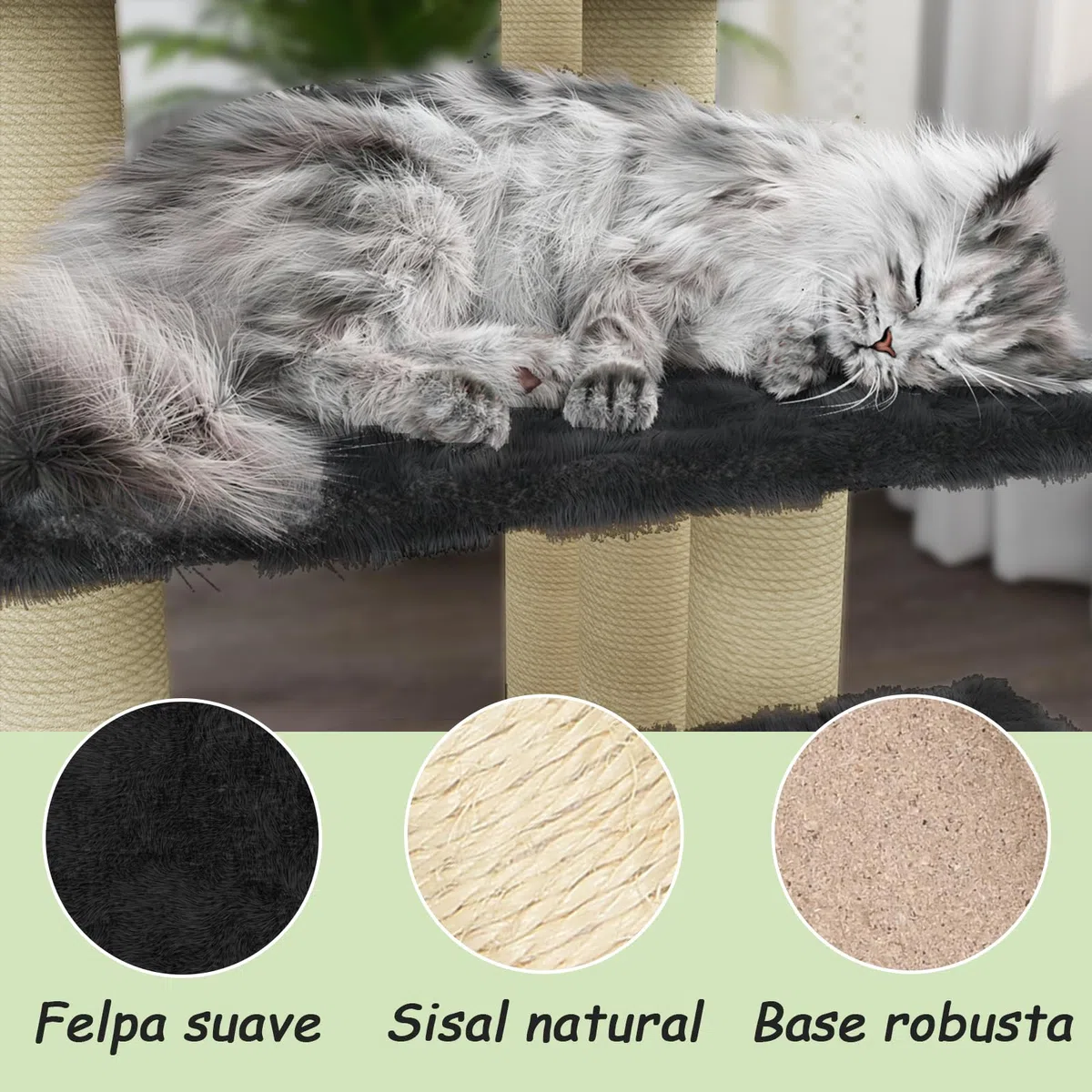 vidaXL Rascador para Gatos con Postes de Sisal Gris Claro 188 cm Mascotas