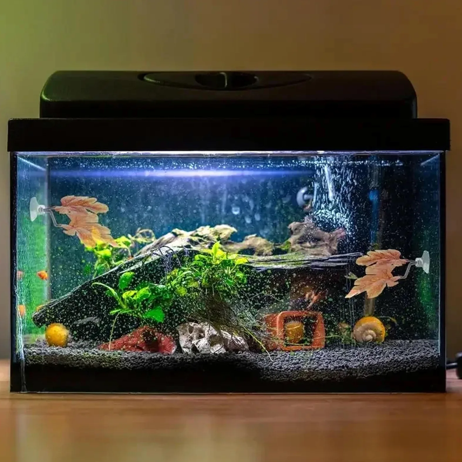 Plantas Artificiales Acuario Peces Artificiales descansando, Plantas de Acuario Falsas, paisajismo de Tanques, Hojas flotantes de Descanso(Color 04)