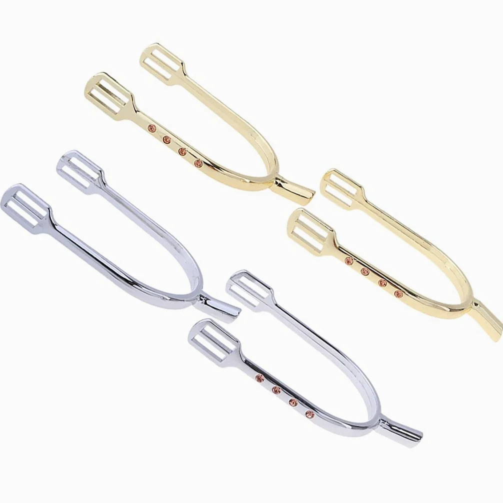 Espuelas ecuestres de aleación de zinc para caballos, espuelas ecuestres, para mujer, 2 unidades (color: dorado)