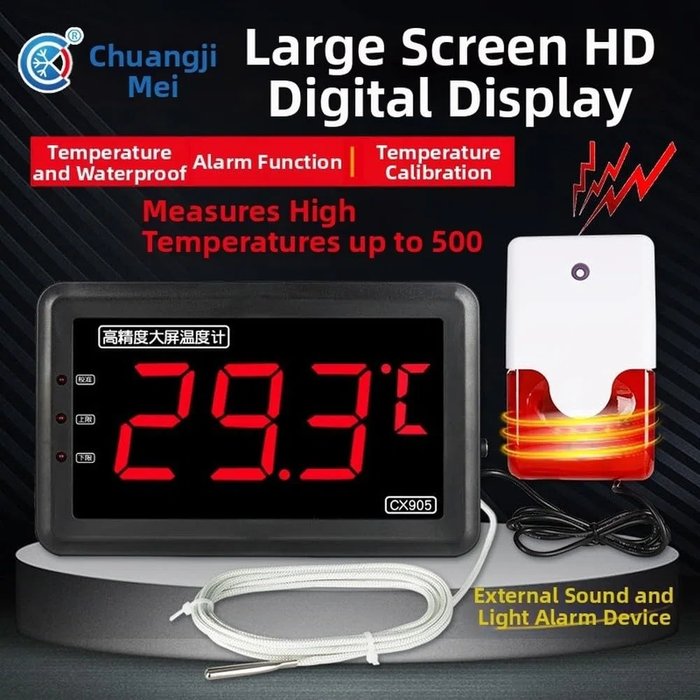 Termómetro digital impermeable con pantalla grande y alertas visuales audibles para medición de alta temperatura en acuicultura e industria rojo (A)