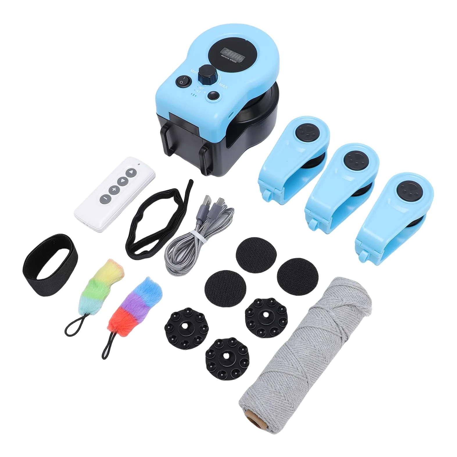 Jiawu Juguete Eléctrico para Gatos con Control Remoto, Sonido Atractivo y Diseño de Plumas para Jugar en Interiores
