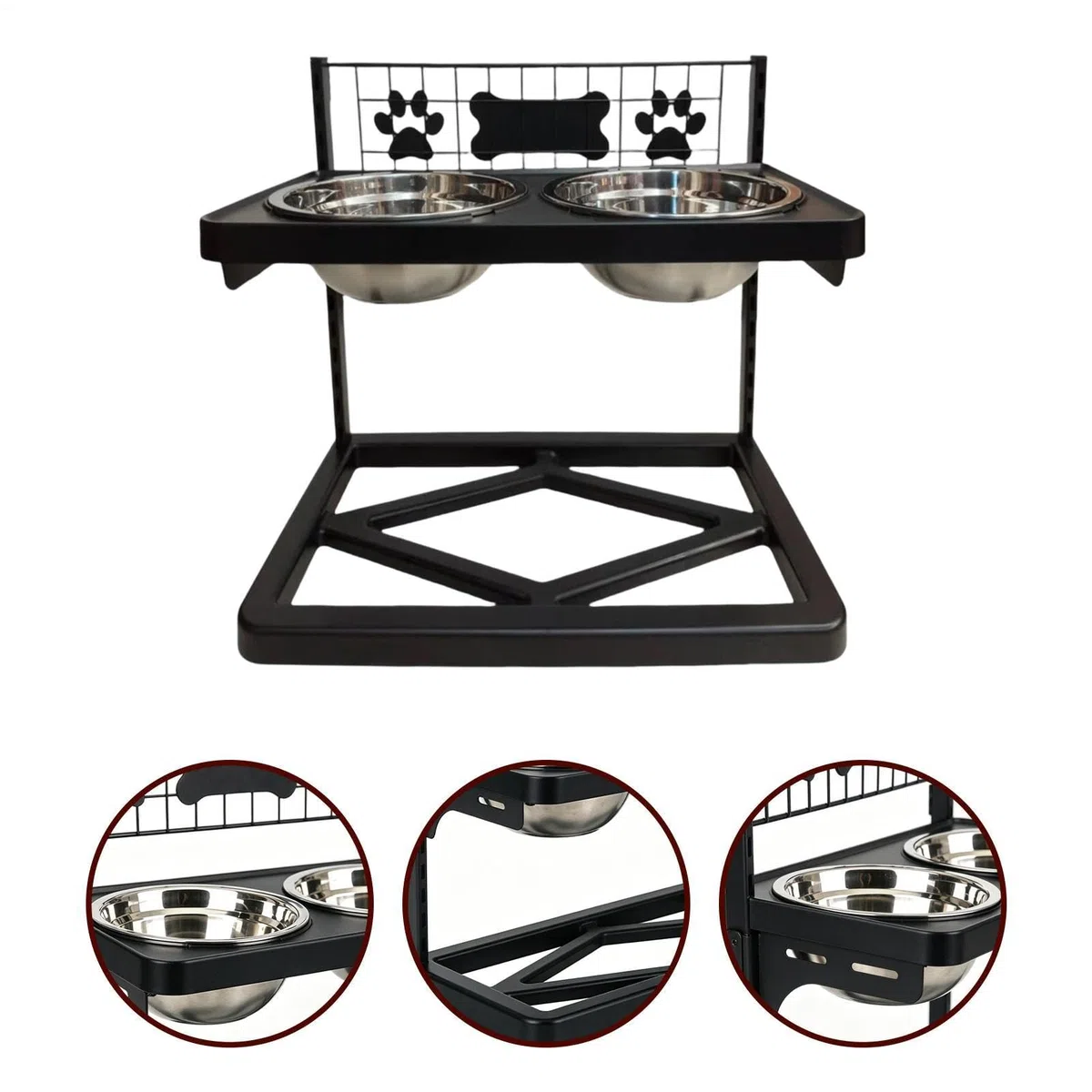 sobrealzado para perros grandes Base Antideslizante Comida Seca Y Húmeda | Soporte Para Perros Con Cuencos De Acero Inoxidable Cocina, Balcón, Jardín Y Patio, Agua, Caldo Óseo Y Yogur