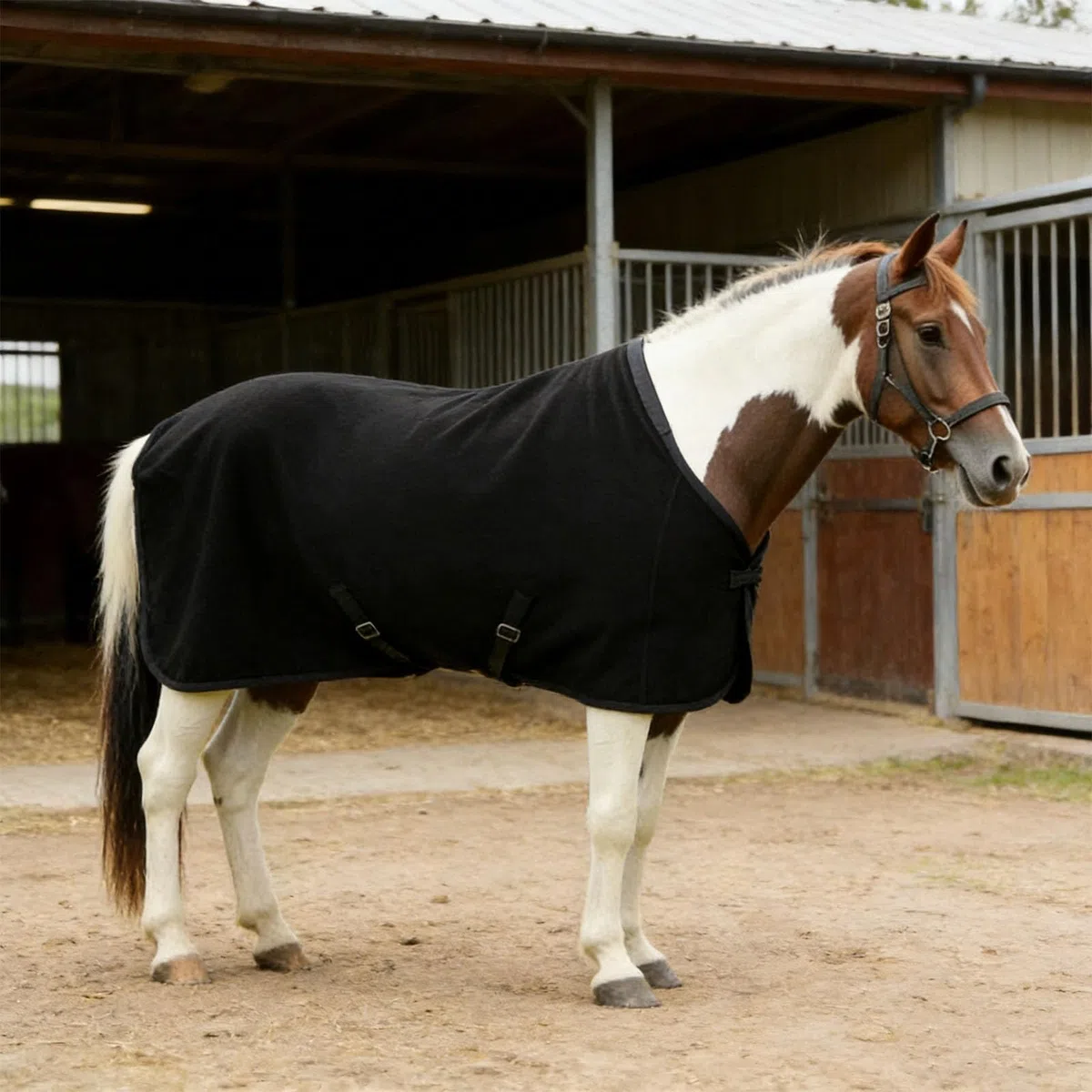 Espaciosa manta de forro polar cálido que cuenta con resistencia y ajuste adecuado para múltiples necesidades de caballos. Sábana resistente