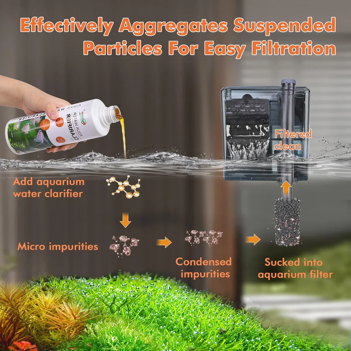 hygger Clarificador de agua para acuario, clarificador de agua para pecera, para tanques de agua dulce y salada, 1000 ml
