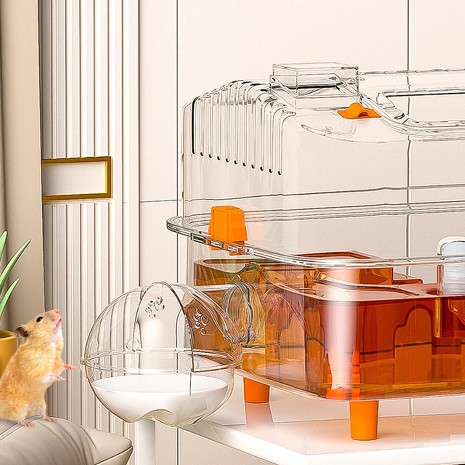 Casa para Hámster con Botella De Agua Y Juguetes Grandes | Jaula Transparente Para Mascotas Pequeñas Para Mascotas: Ratones Enanos, Conejos Sirios, Pequeños Animales, Para En