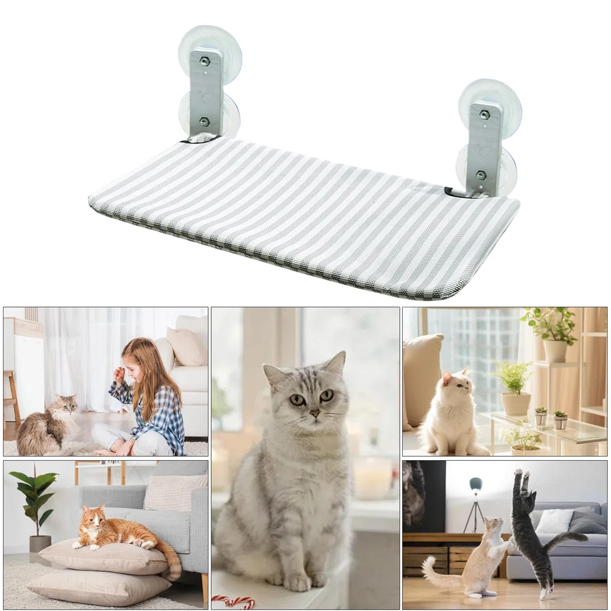 Reposagatos para Ventana Hamaca con Ventosas Potentes | Hamaca Acolchada Con Ventosas Para Gatos Interior Exterior Sala Terraza