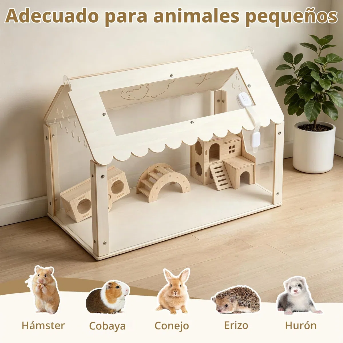 Jaula para hámster, jaula grande de metal apilable con acceso superior, fácil de montar, jaula de hámster sirio con ventana acrílica y parte superior que se puede abrir, 60 x 40 x 40 cm, tanque de