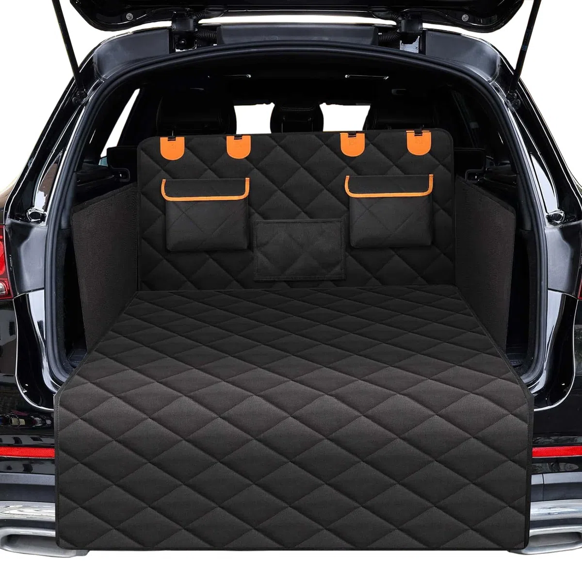Funda Coche Perro para Ford Puma/Taurus, Tela Oxford Impermeable 600D Funda Maletero Coche Perros Resistente A Los Arañazos Manta Perro Coche,Orange
