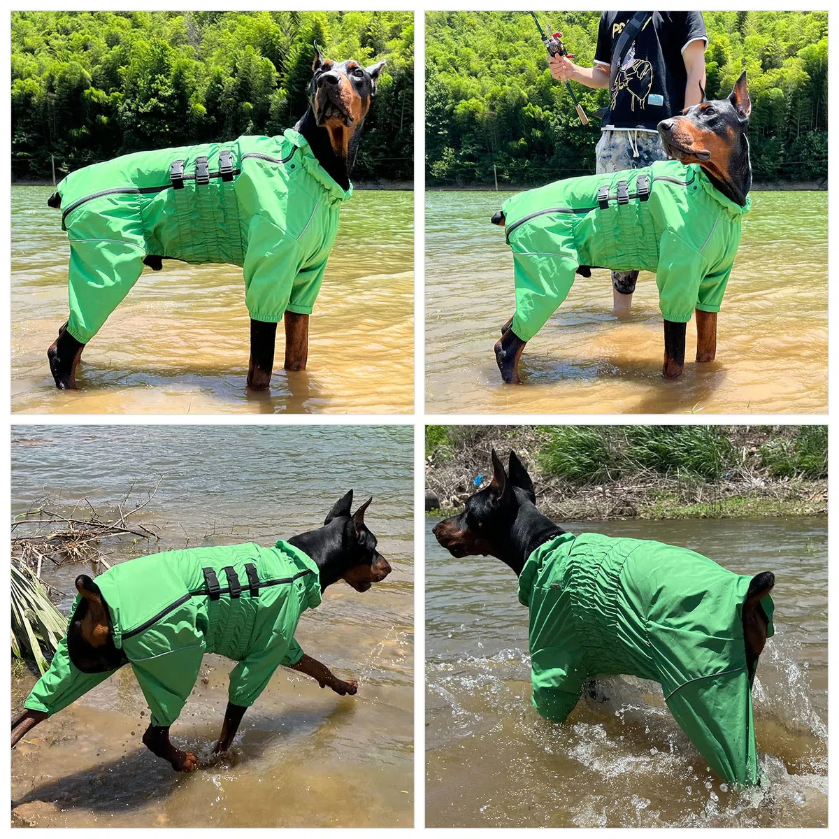 Chaqueta impermeable para perros, chaqueta impermeable ligera e impermeable reflectante de seguridad para perro, resistente al viento, chaleco para perros pequeños, medianos y grandes, verde, S
