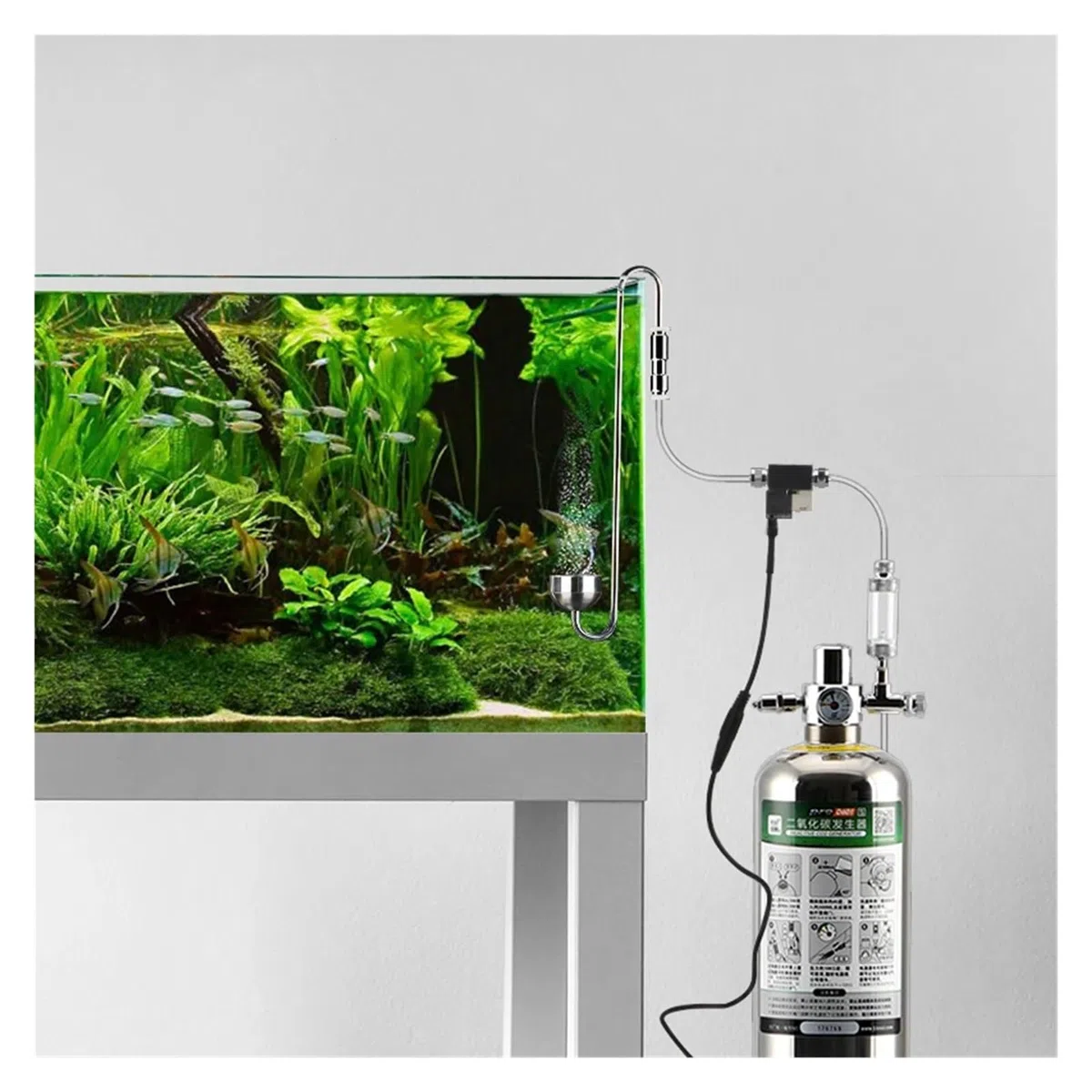 Regulador Contador de Burbujas de CO2 for Acuario, Sistema de Control de reacción de CO2 con válvula solenoide, Dispositivo de medición de dióxido de Carbono(Quick Plug Version)