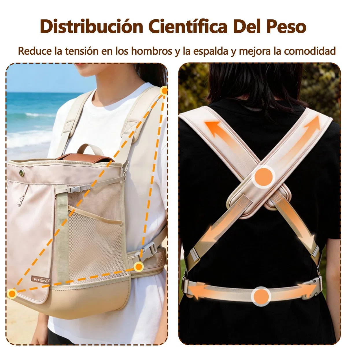 Galatée Mochila para Mascotas, Bolso Pequeño y Portátil para Perros y Gatos, Resistente, Base Que No Se Deforma, Diseño Transpirable para Evitar La Sensación De Bochorno, Plegable (Beige Claro)
