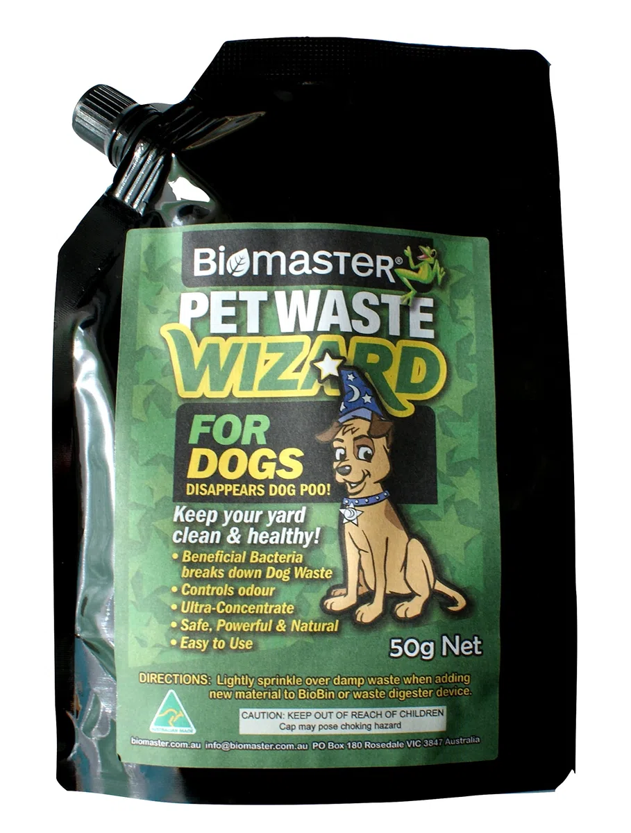 Pet Wizard Digestor de residuos de 50 g, paquete de boquilla, enzimas beneficiosas para descomponer los residuos de mascotas, (concentrado 100% natural)
