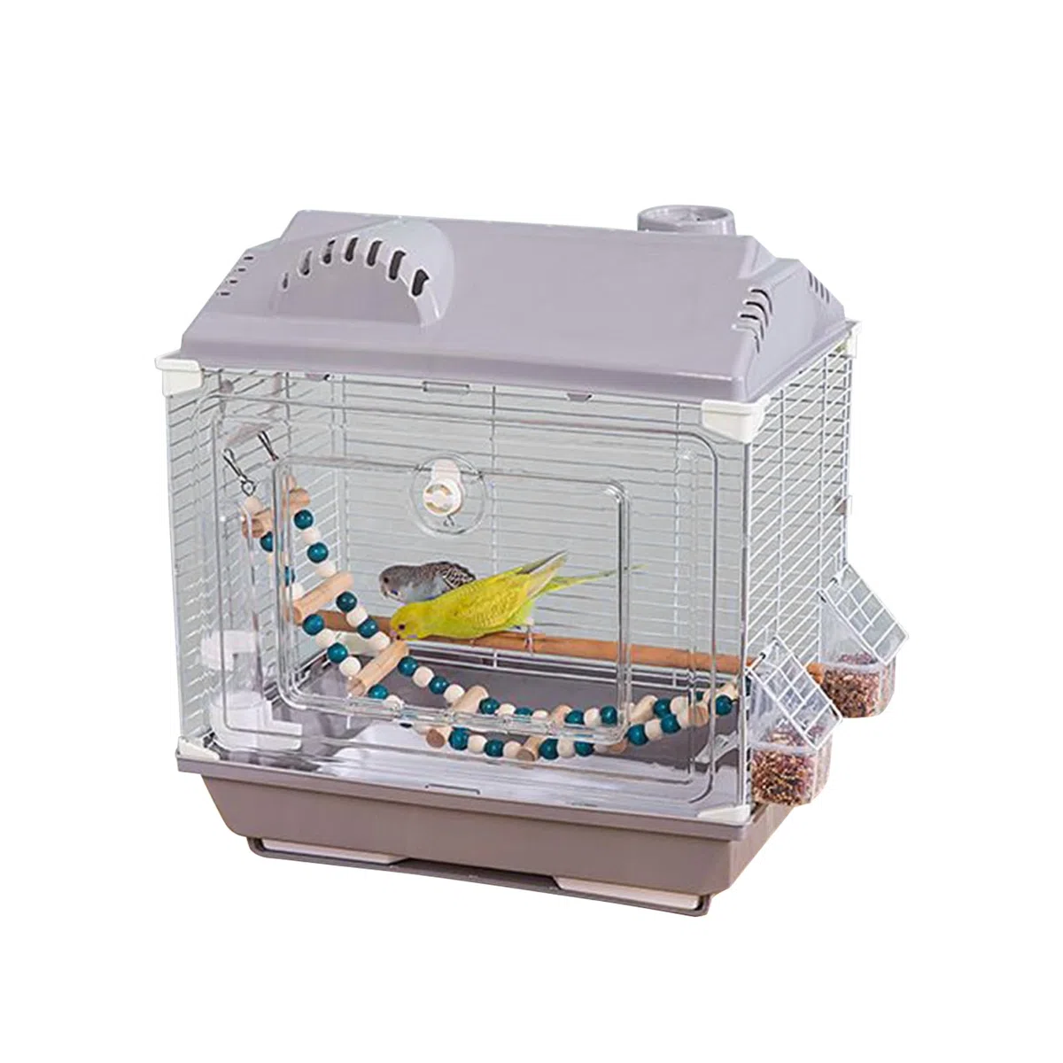 Transportín de Viaje para Aves Transportín Portátil y Transpirable | Jaula Portátil con Bebedero y Percha Para Viajes Exteriores Camping Visita Al Veterinario Avión Y Hogar