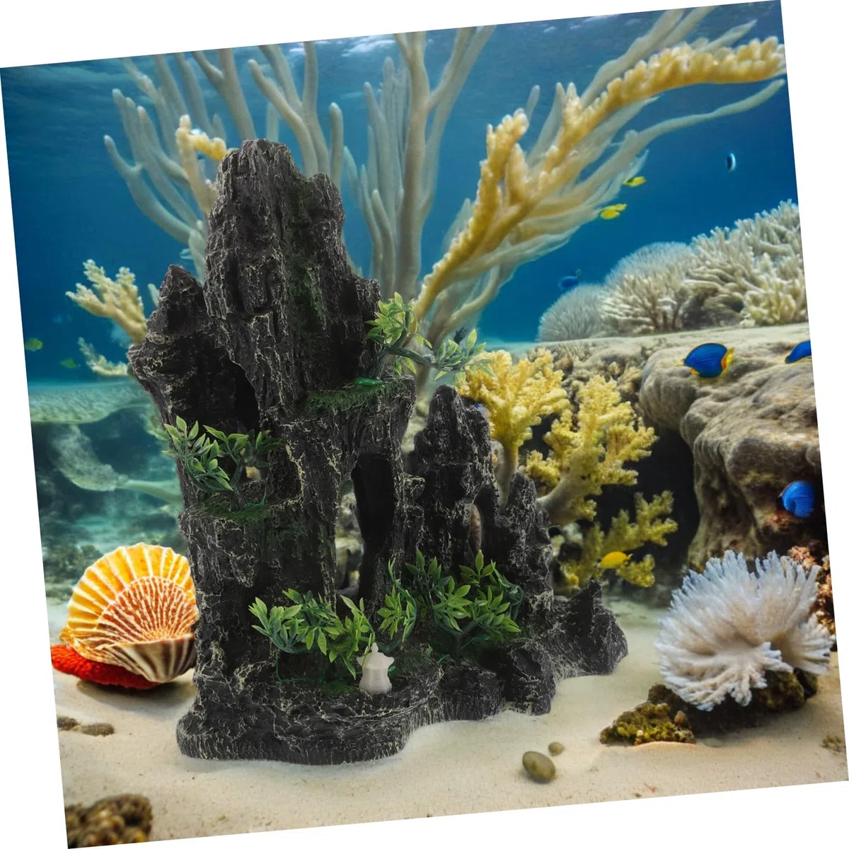 Decoración para Peceras con Piedra Artificial Simulada Cueva Refugio para Camarones Roca Resinada Resistente y Fácil de Limpiar para Acuario Natural y Saludable