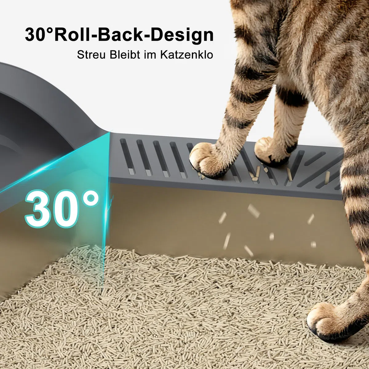 FURTIME Arenero Gato Acero Inoxidable XXXL, Caja Arena para Gatos Muy Grande 71x51x31 cm, WC Gatos con Borde Alto Desmontable, Fácil de Limpiar, Ideal para Hogares con Múltiples Gatos y Razas Grandes