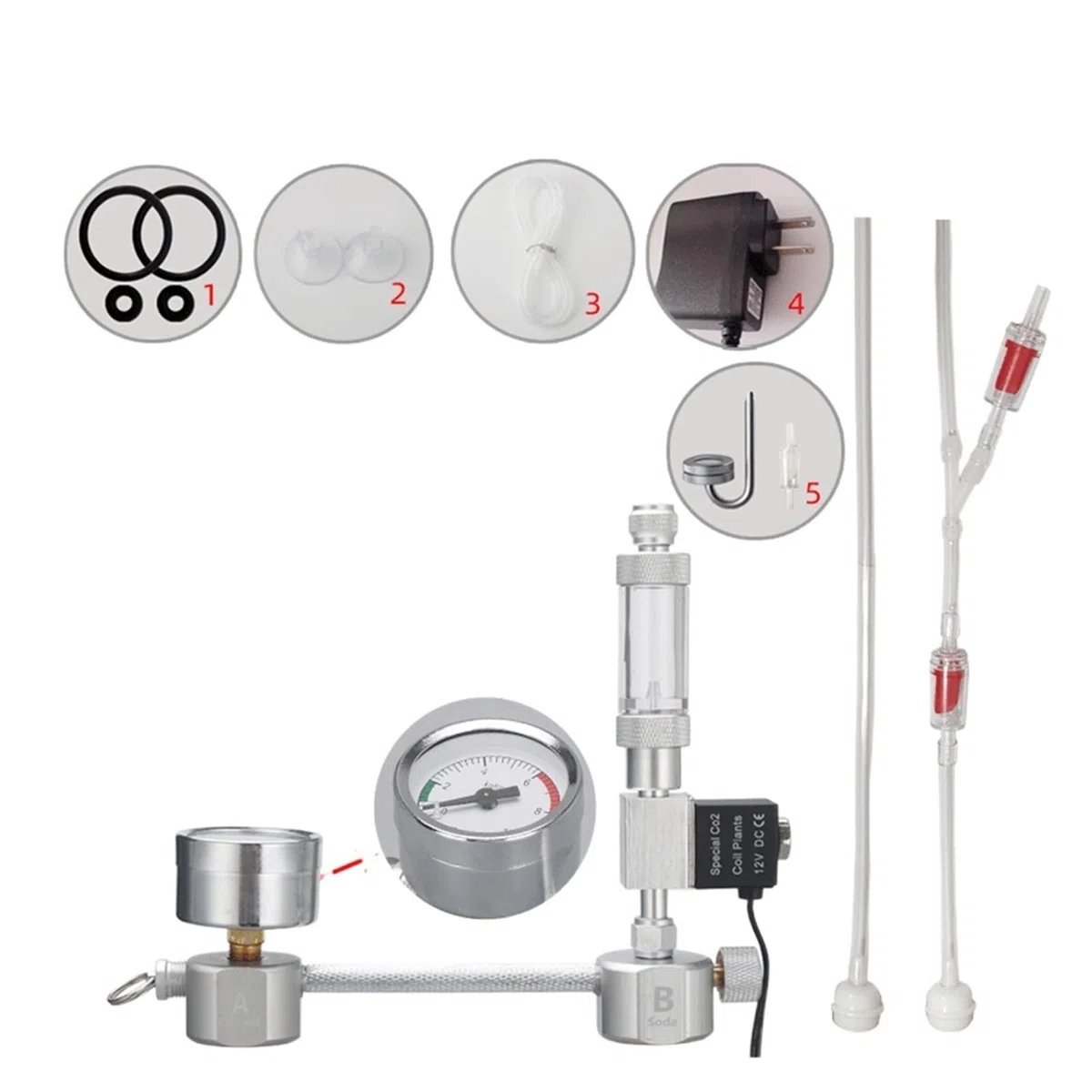 Equipos de soldadura de gas Acuario DIY CO2 Difusor de contador de burbujas del kit de sistema generador con válvula solenoide CO2 Generador for peces de plantas acuáticas Accesorios para bombas de ai