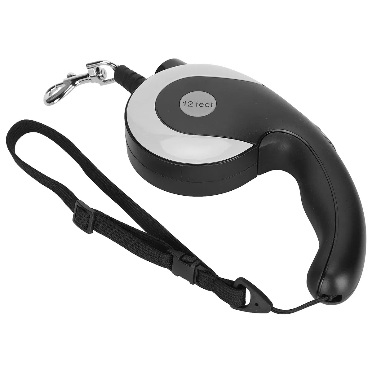 Correa retráctil para Mascotas Mango Antideslizante Luz LED Paseos Perros aplicables (Negro Gris)