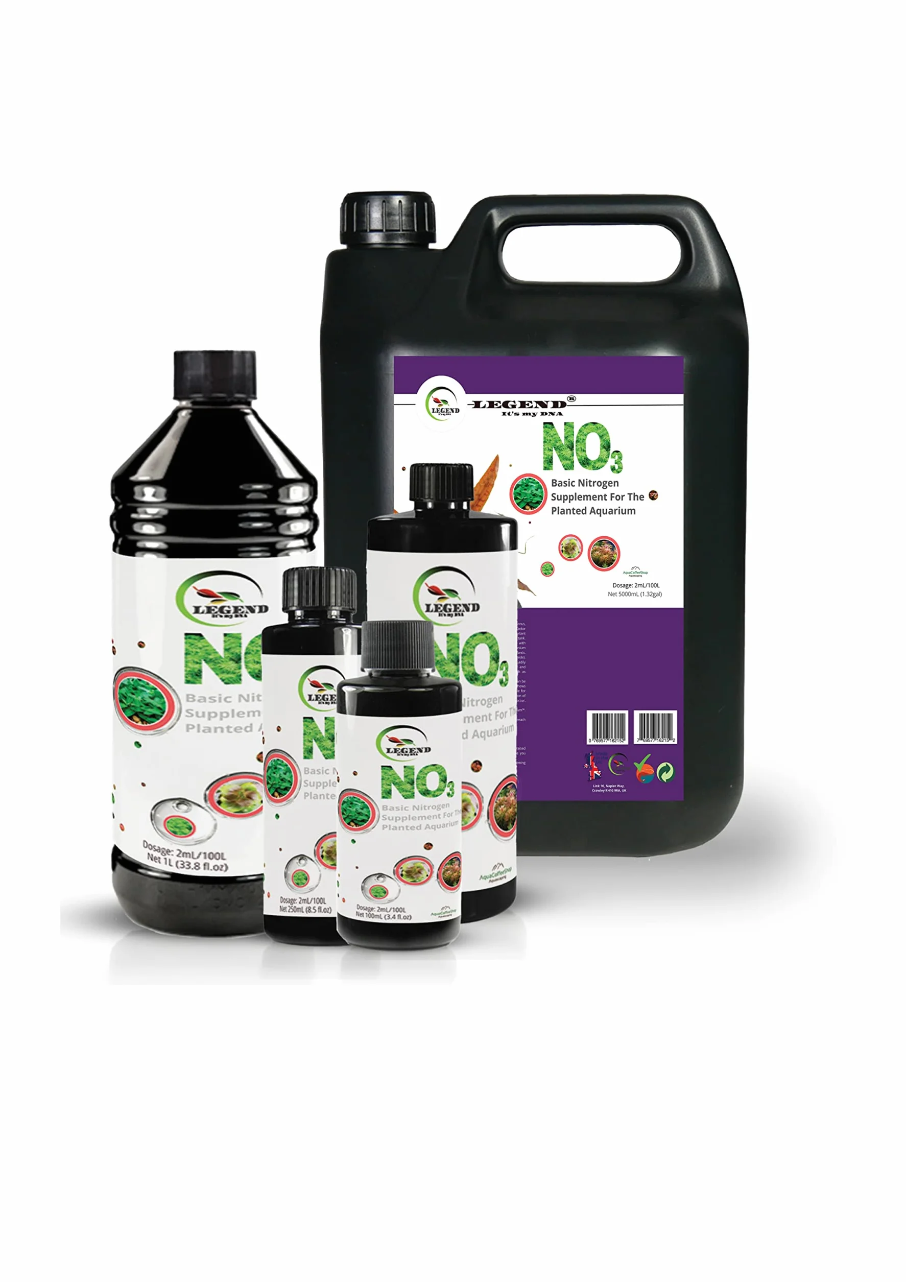 Legend Nitrogen No3 100 ml, 250 ml, 500 ml, 1000 ml, suplemento fertilizante para plantas de acuario (5000 ml)