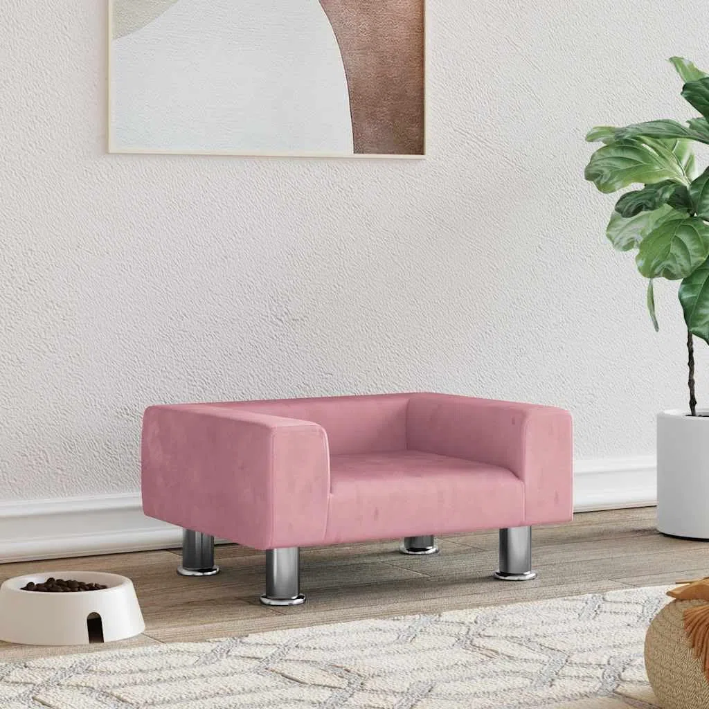 vidaXL Cama para Perros de Terciopelo Rosa 50x40x26,5 cm, sofá para Perros, Cama para Cachorros, Asiento para Perros, sofá para Mascota