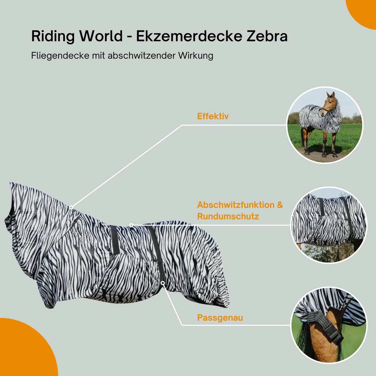 Manta Riding World Anti-Eczema con Diseño de Cebra 125CM