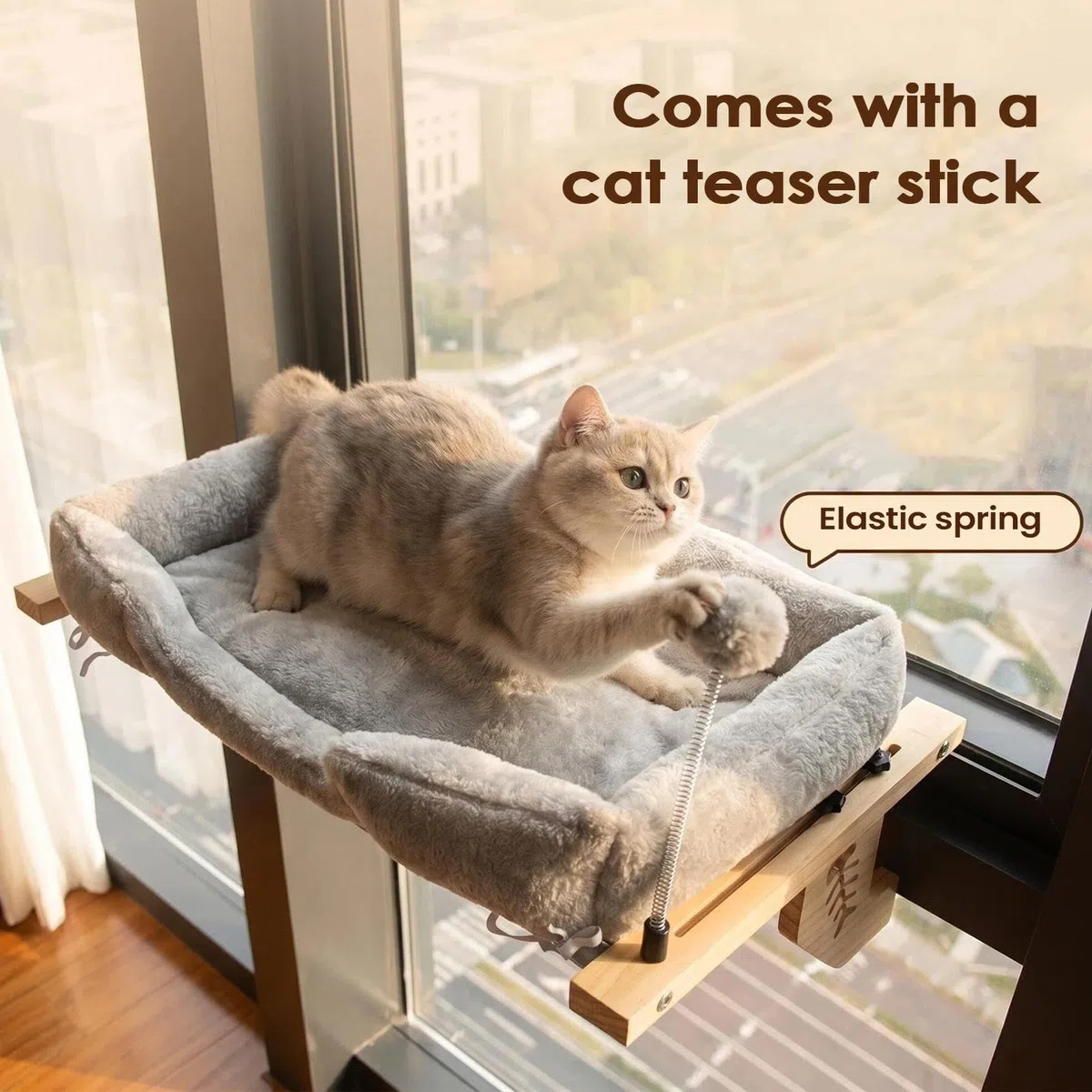 Hamaca De Ventana Para Gato Lugar De Descanso Con Cojín Mullido Y Pelota | Posadero Con Cojín Para Gatito De Ventana Para Hogar Apartamento Alféizar Mesita De Noche Cajonera Armario
