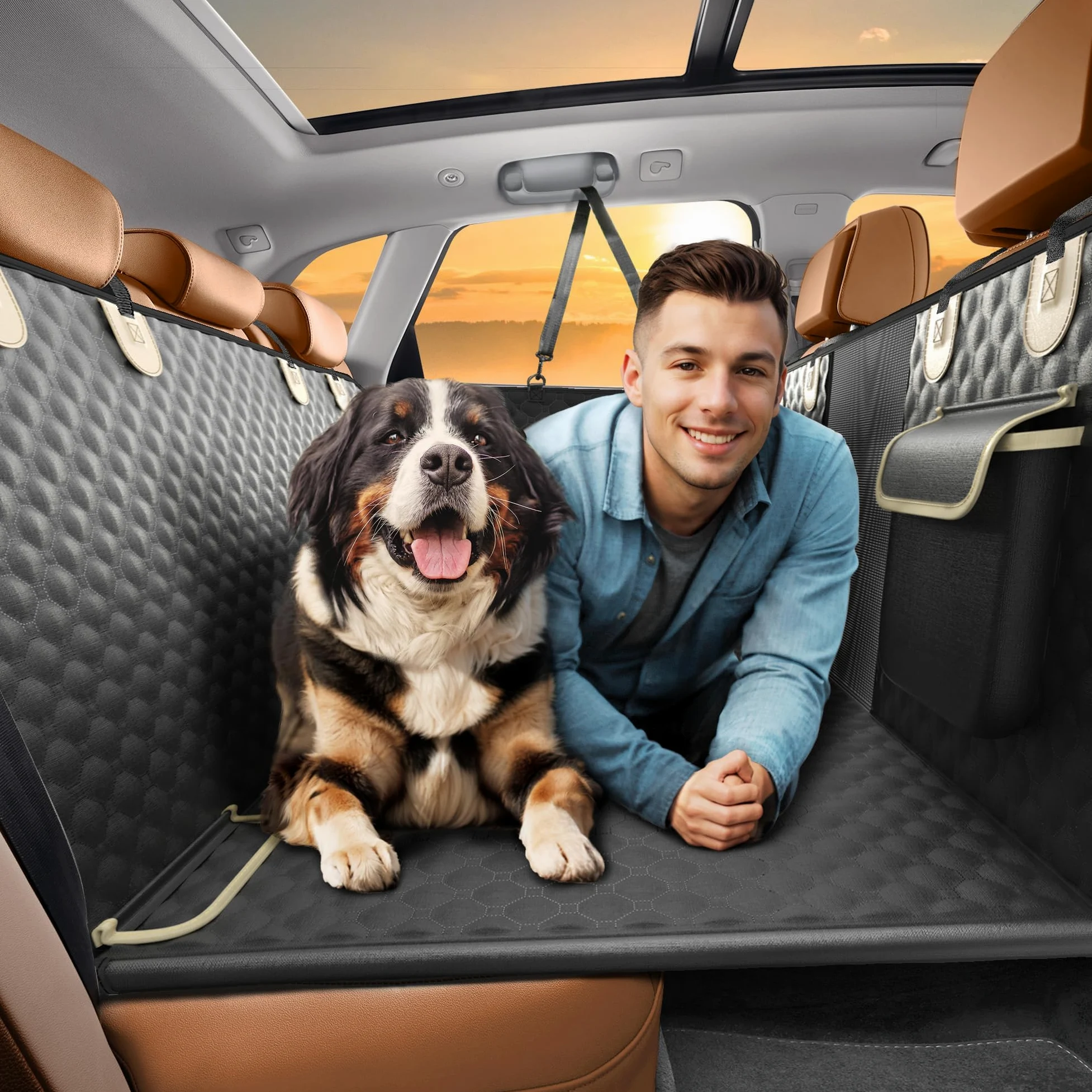 Cubierta Asiento Coche Perro Impermeable para VW Polo V Hatchback 2009-2014, Alfombra de Asiento de Estilo Hamaca Protector Antidesliante Mascotas Perros Accesorios