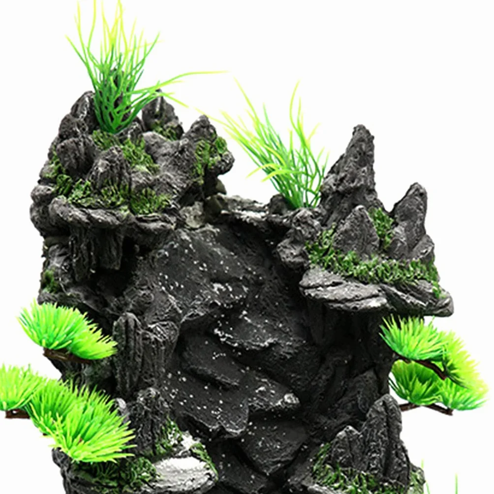 Decoración de acuario de resina artificial, paisaje, peces, para tanque, roca, montaña, vista, arena subacuática, cascada, decoración de cascada de acuario