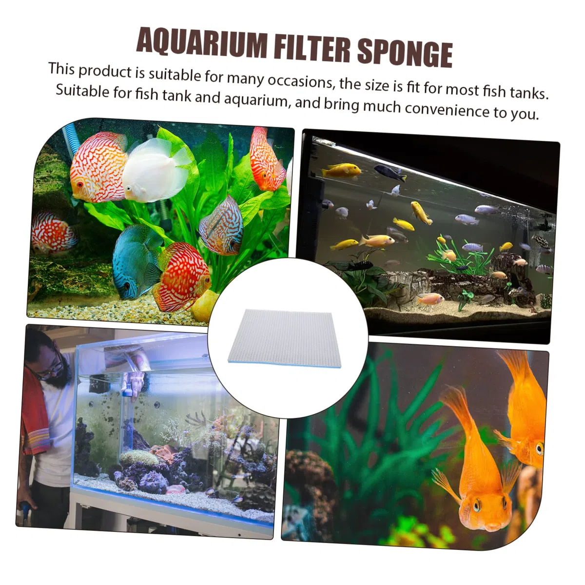 4piezas Esponja De Acuario Sin Adhesivos Almohadilla De Filtrado para Peceras Alta Densidad y para Filtración De Agua Tanques De Peces