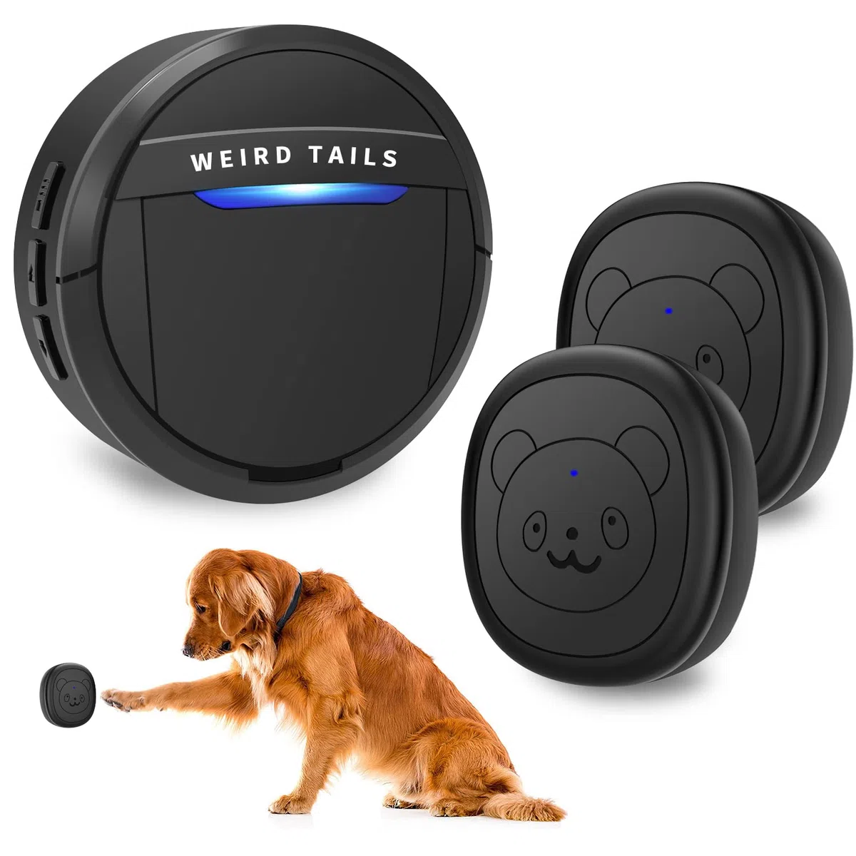 Timbre inalámbrico, Campanas de Perro para Entrenamiento de Orinal IP55 Impermeable Timbre de Puerta Que Funciona a 950 pies con 55 melodías 5 Niveles de Volumen Flash LED