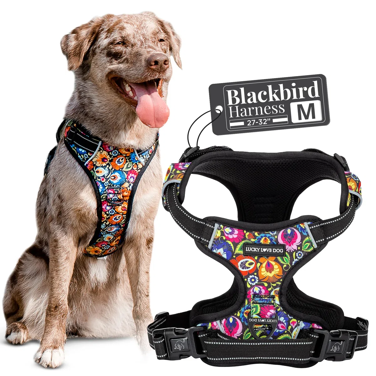 Lucky Love Arnés para Perro | Arnés Easy Walker Blackbird M