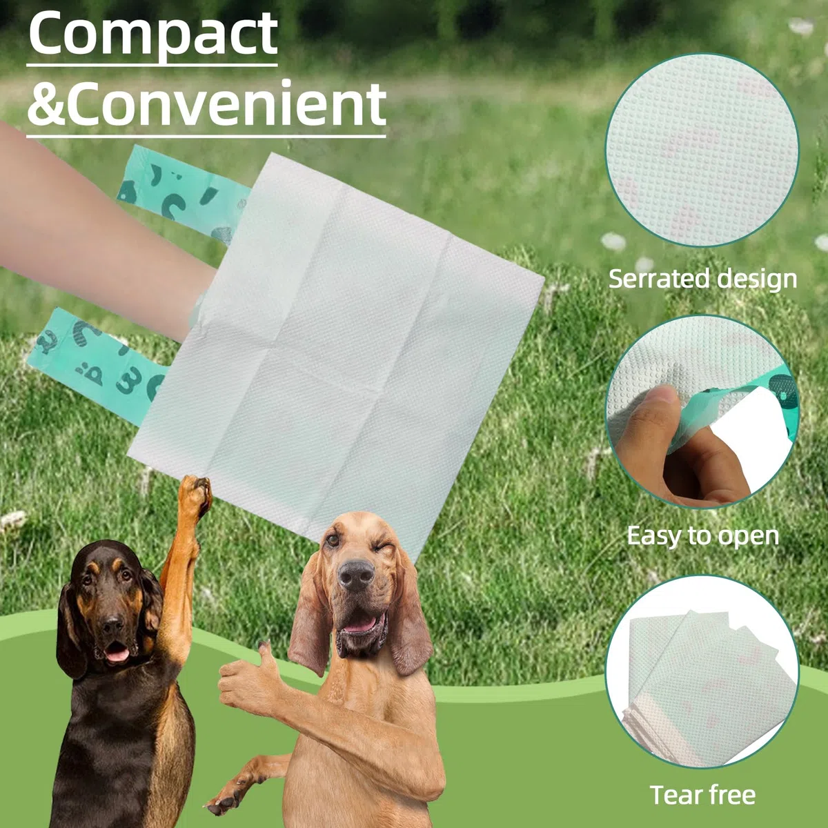 Bolsas para excrementos de perro de 2 capas con toallas de papel, 50 piezas, ultra gruesas y a prueba de fugas, no más sensación de calor y asco