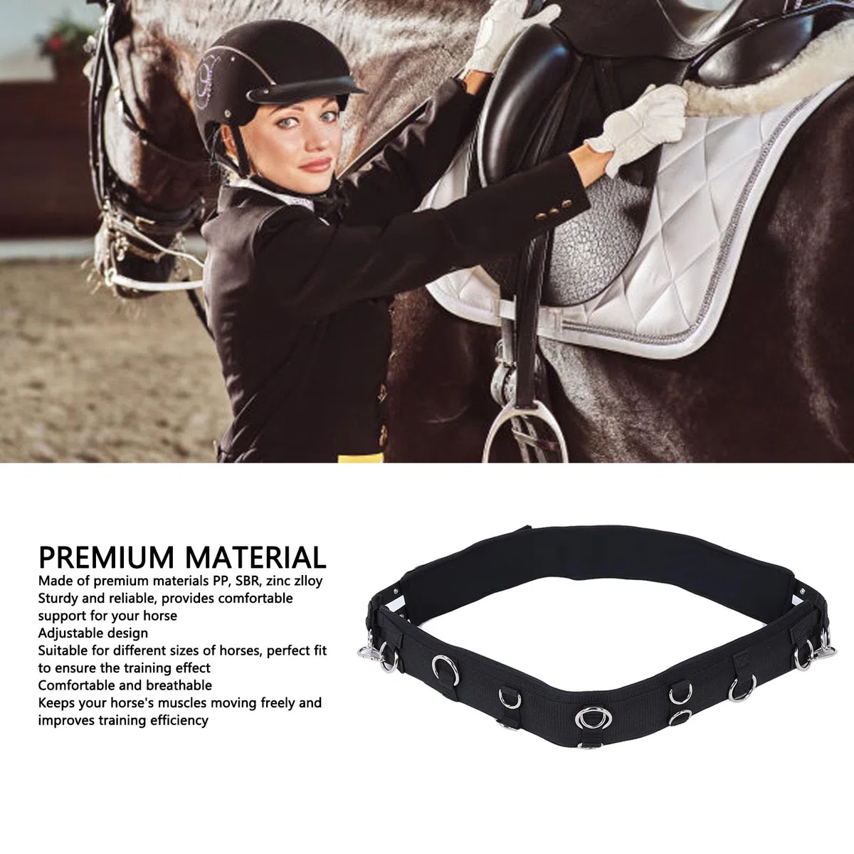Pyhodi Cinchuelo de Entrenamiento para Caballos, Cinchuelo de Entrenamiento de Caballos de Cuero Profesional con Diseño Ajustable Cinchuelo de Entrenamiento, Cinchuelo de