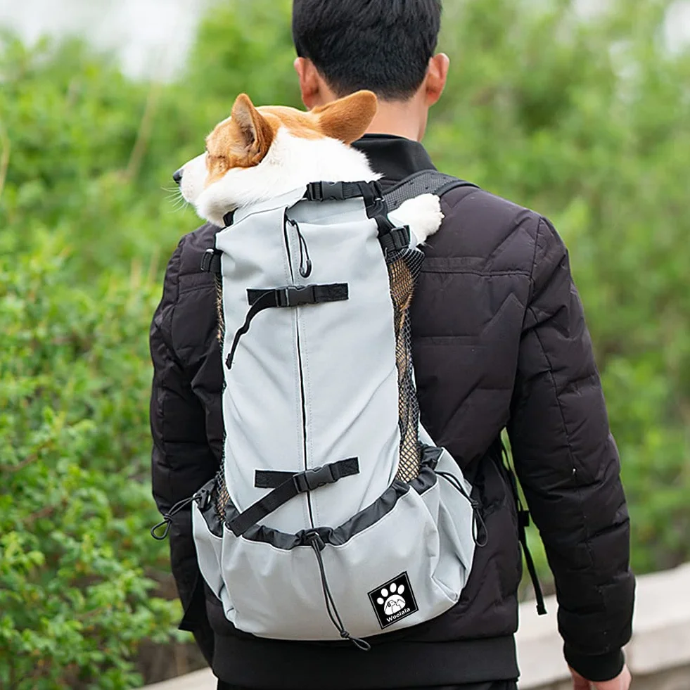 Bolsa de transporte para perros de 1 a 25 kg con diseño de cabeza de cordón, mochila ventilada para perros pequeños y medianos, transportador diario para cachorros para caminar al aire libre, seguro