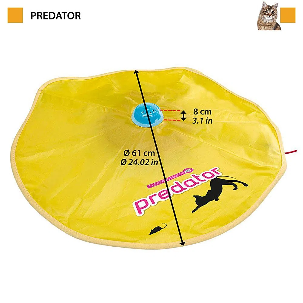 Ferplast Juguete para Gatos Predator, Juguete electrónico Interactivo para Gatos, Disco Giratorio, Que simula la Cola de un ratón moviéndose, Cuatro velocidades, Ø 61 x 8 cm