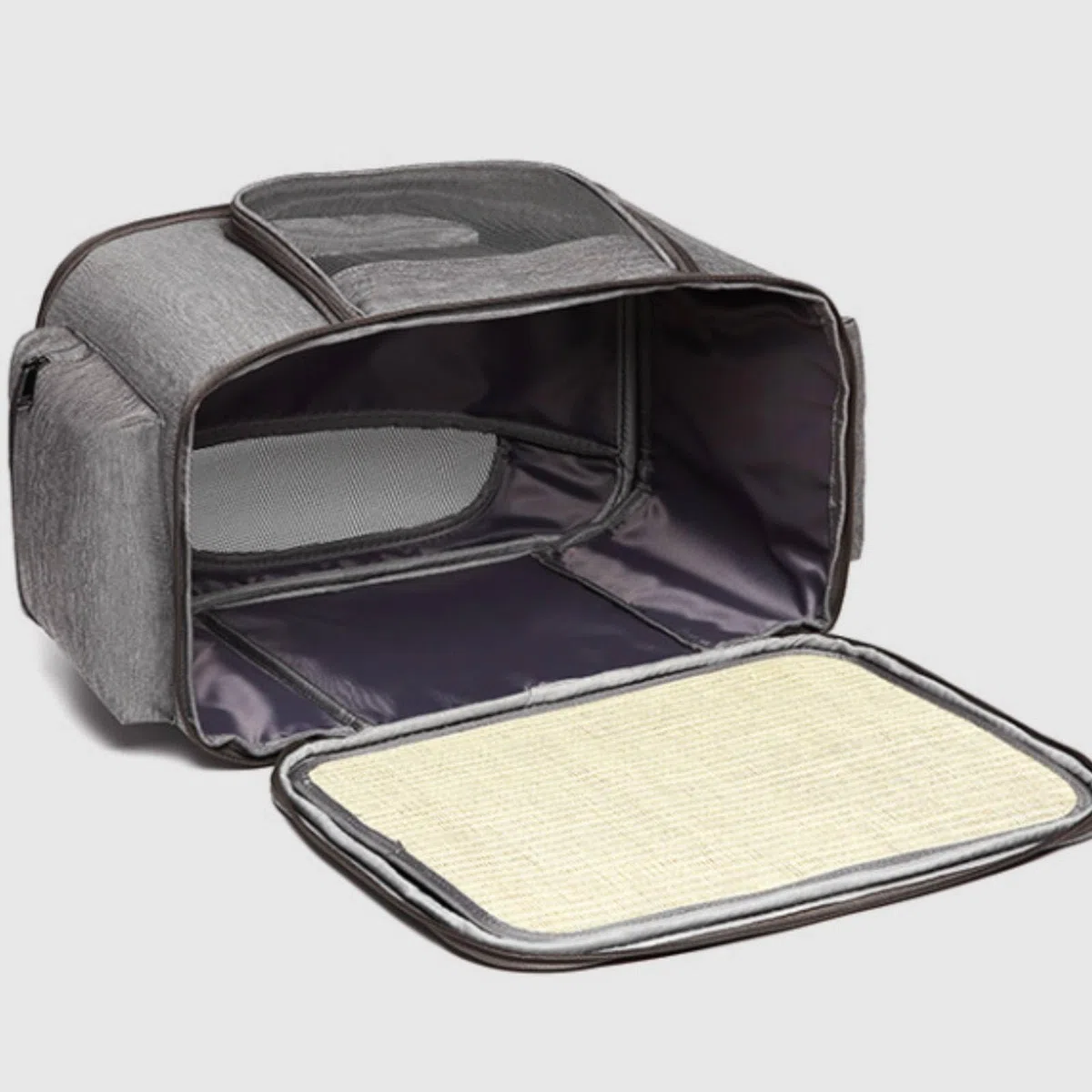 Transportín con Correa Hombro Portátil Bolsa Transporte con Correa Hombro Flexible Bolso para Perros Pequeños, Gris Claro