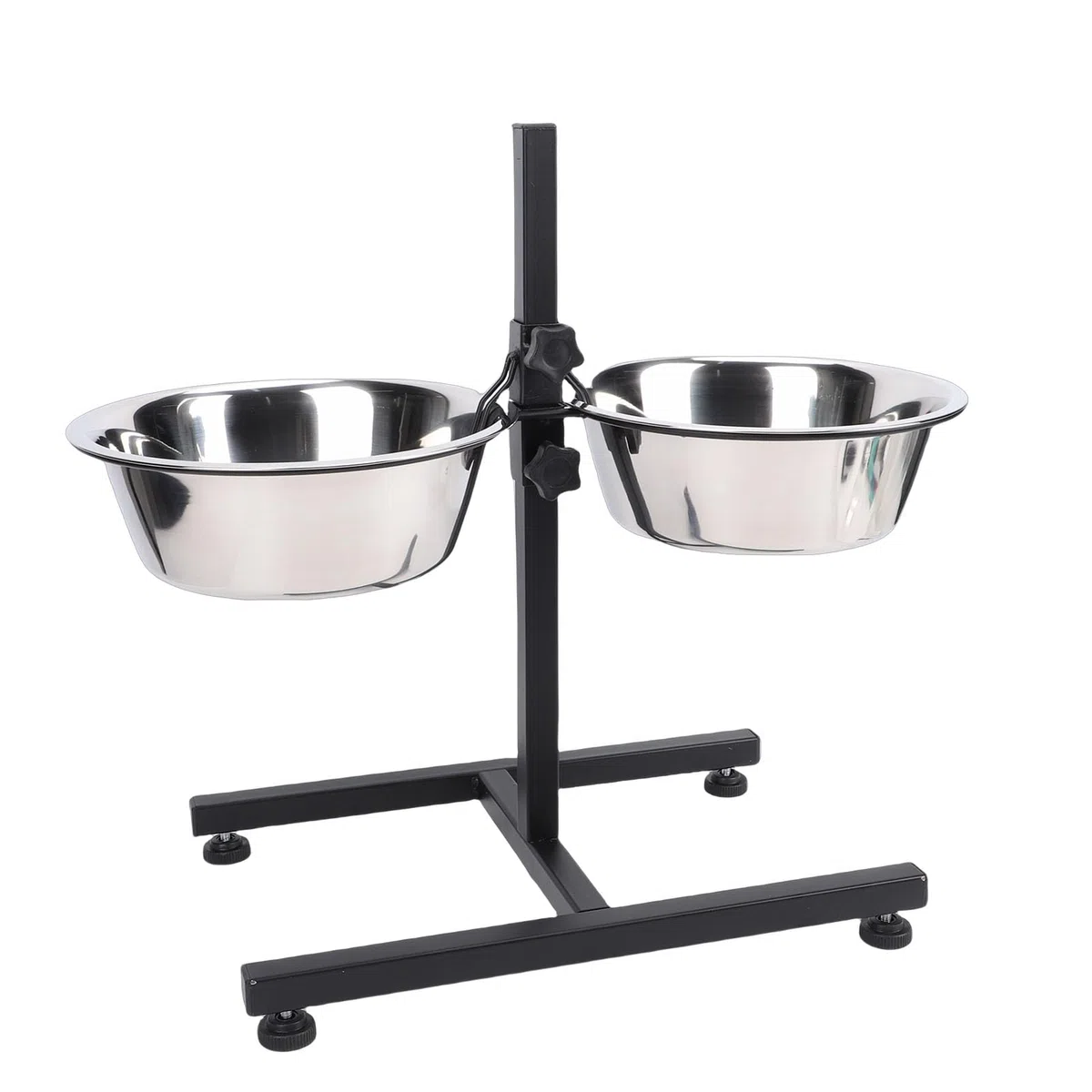 TOPINCN Soporte Elevado para Cuenco para Perros con 2 Cuencos de Acero Inoxidable, Ajustable de 3,2 a 11,8 Pulgadas, Estación de Alimentación Antideslizante para Perros Pequeños,