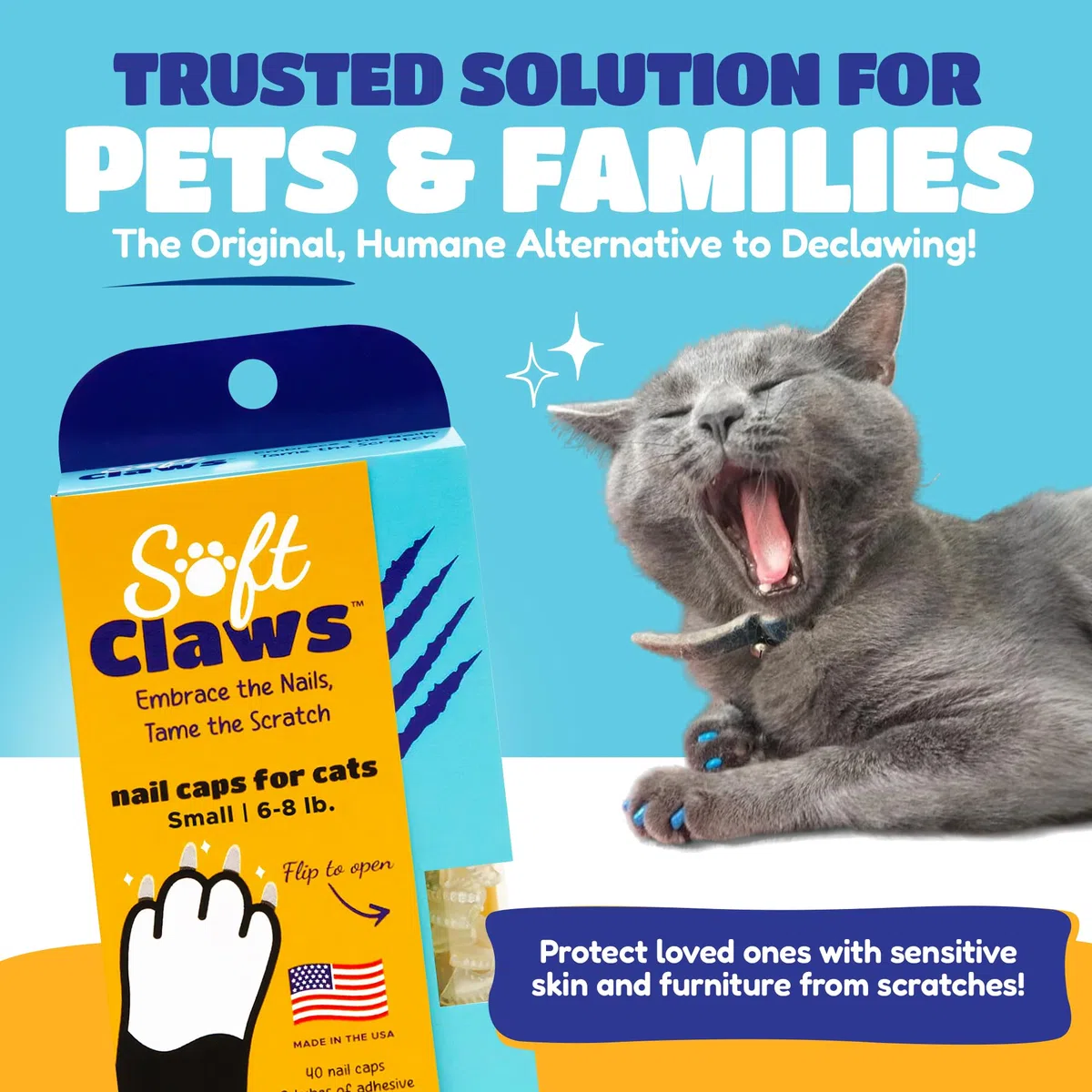 Soft Claws Inc Gatos Suave Garras Gato uñas Caps Take-Home Kit, pequeña, Color Azul