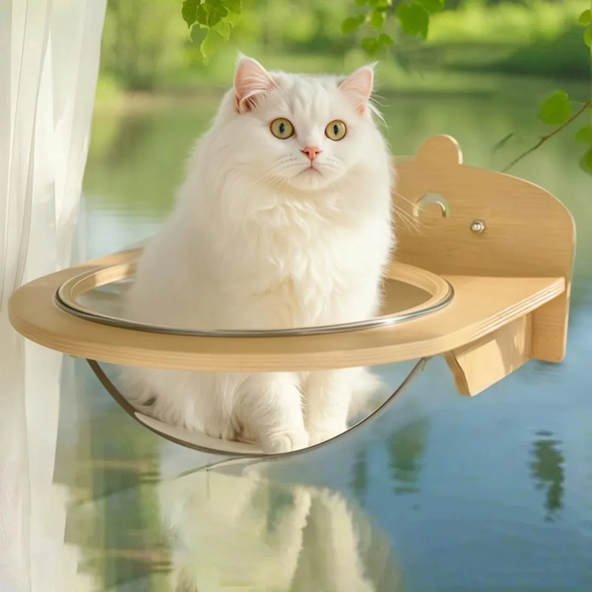Hamaca Ventana para Gatos Ahorro Espacio para Escalada | Hamaca Ventana Interior Para Gatos Con Ventosas en apartamento pequeño, balcón, salón, dormitorio, cocina, terraza
