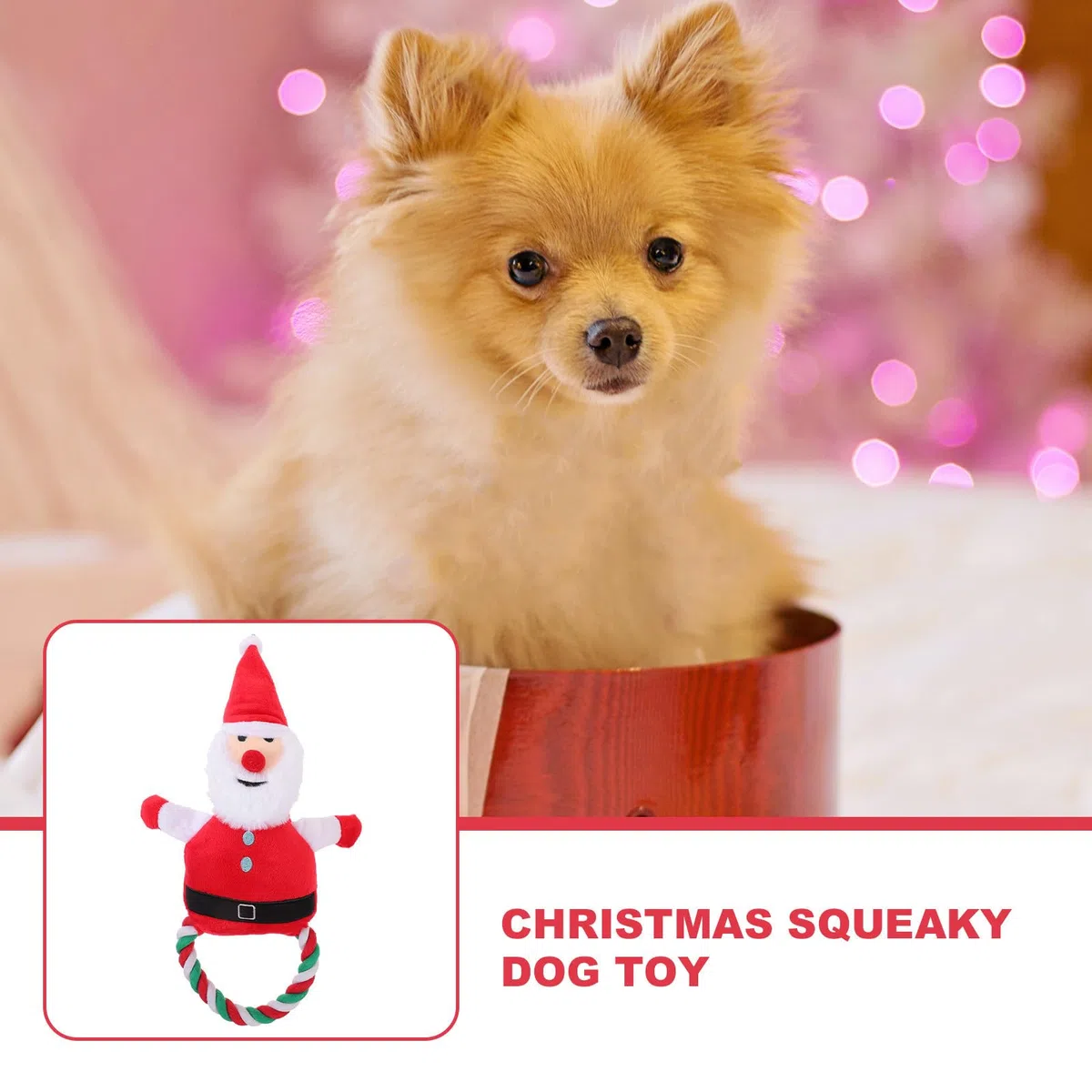 Toyvian 5 Piezas Juguete de Peluche para Perros Sonido, Papá Noel Navideño