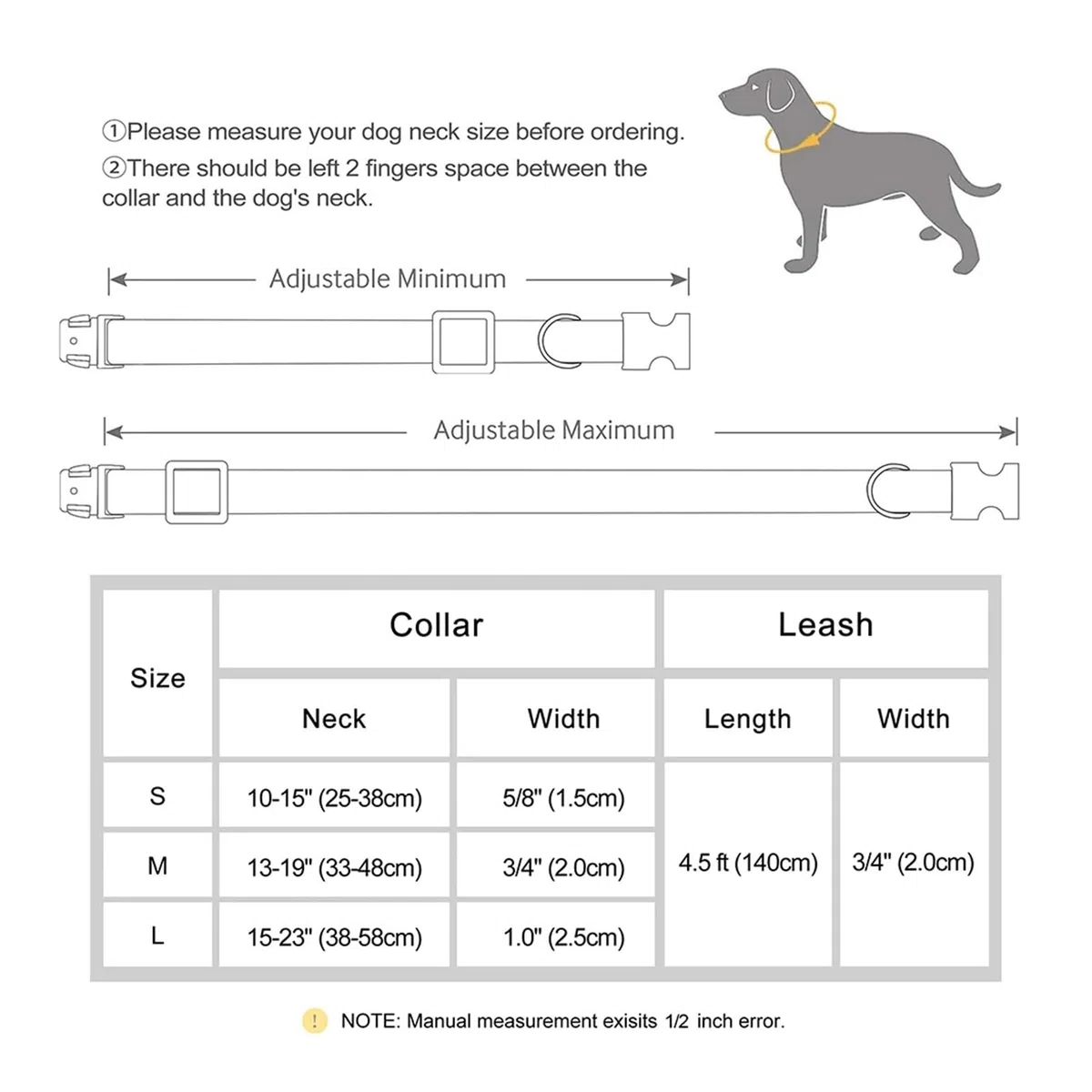 Collar for Perros con Cuerda, Tallas SL