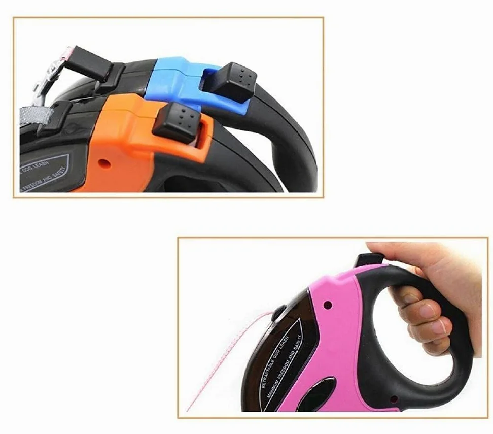 Correa automática for Perros, Correa retráctil Extensible de 5 m y 50 kg, for Caminar(Orange)