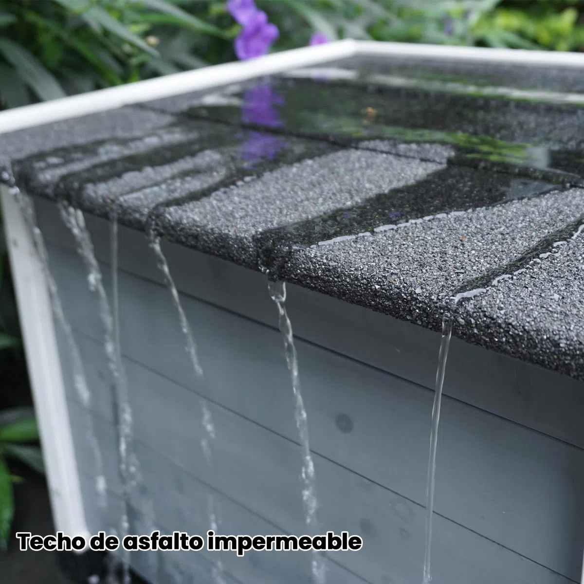 Caseta de madera para gatos al aire libre con techo de asfalto impermeable, adecuada para cachorros y animales pequeños