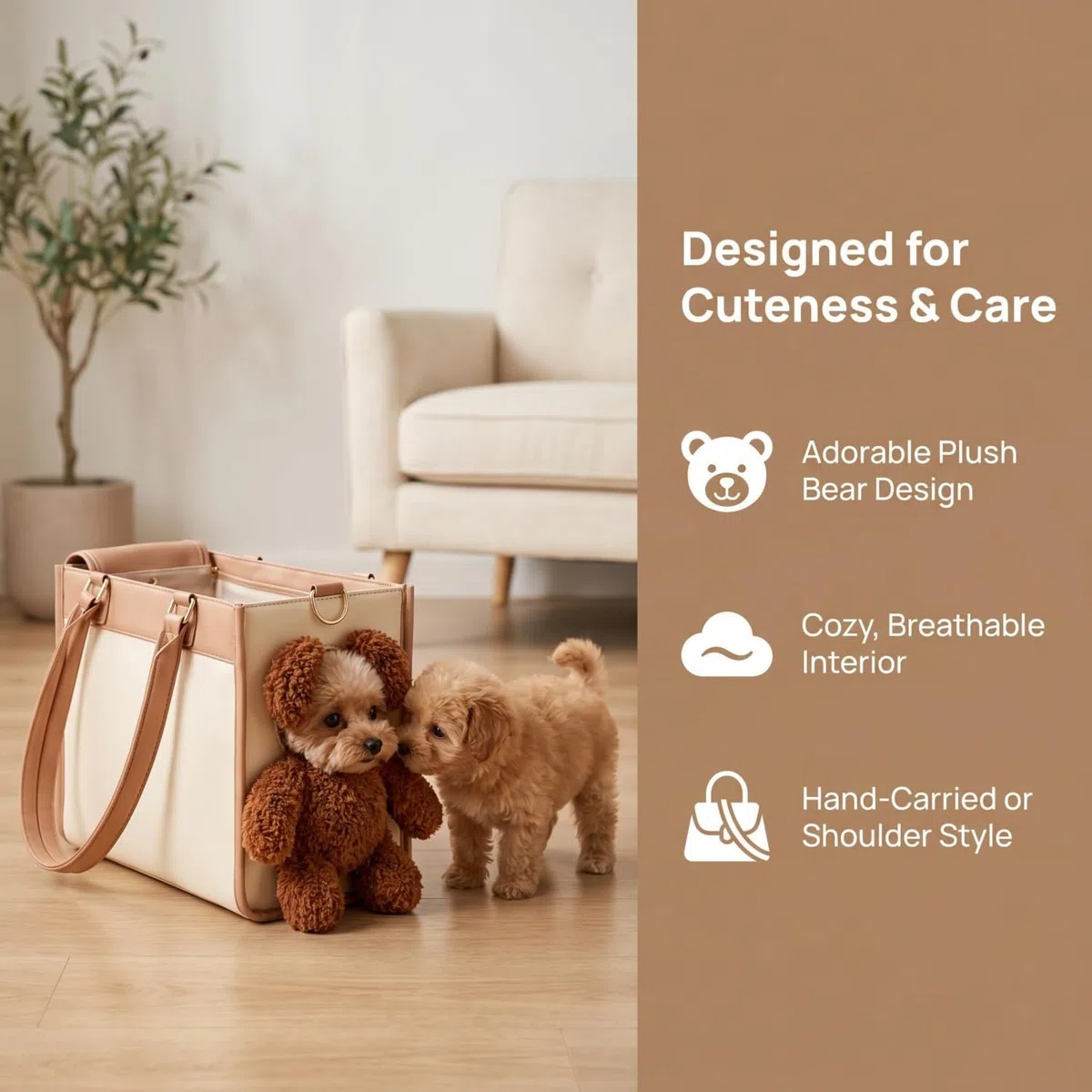 Bolsa Transportadora para Perros, Transportín Mascotas Bolso Tote Transpirable Oso Cabeza Fuera, Bolso Mascotas Gato Perro Pequeño con Forma de Oso de Peluche para Paseo y Viaje (M)