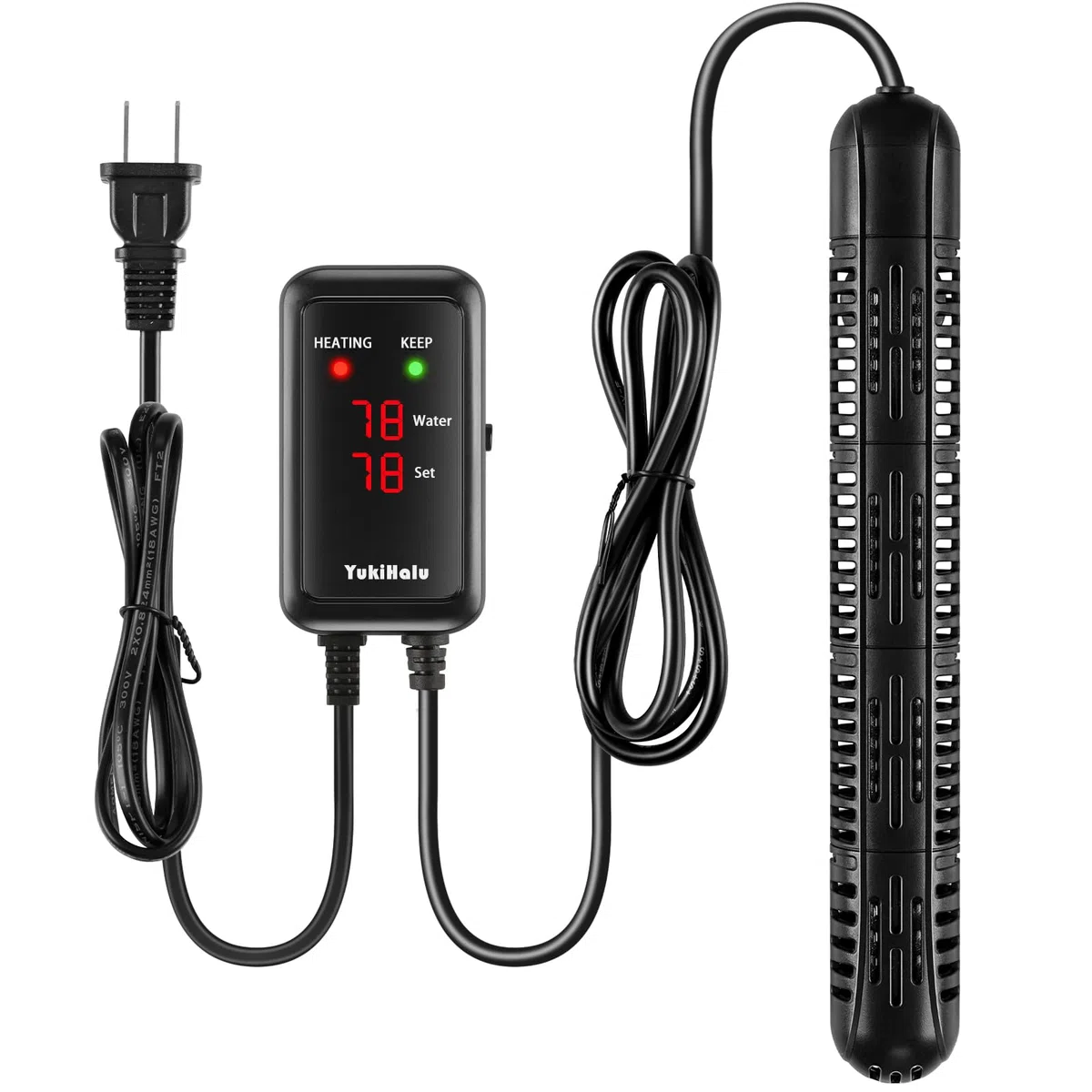 YukiHalu Calentador de acuario de 50/100/200/300/500 W con funda protectora, calentador de pecera, temperatura ajustable, controlador de temperatura externo, pantalla LED, utilizado para 300 W