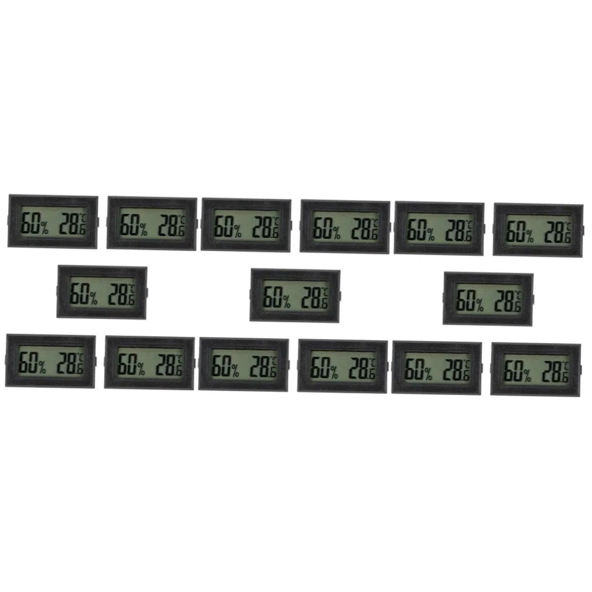 15piezas Digital Inalámbrico y Higrómetro Mini Medidor De y Para Reptiles Interiores y Exteriores Pack De Color Negro