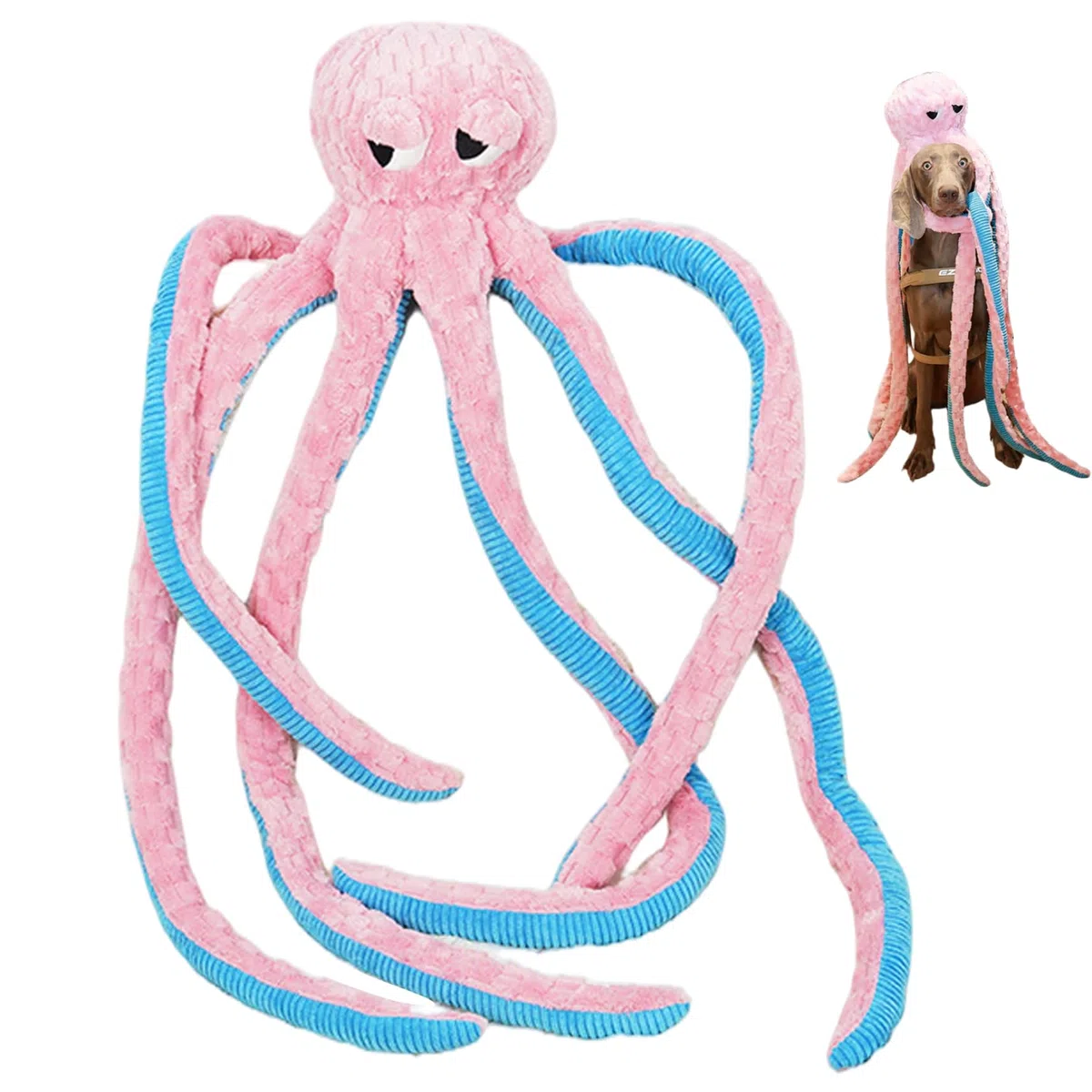 Juguete para perros de pulpo, juguete indestructible para perros de 40 pulgadas, juguetes interactivos para masticadores agresivos, pulpo de felpa suave y agradable para la piel para aliviar el a.